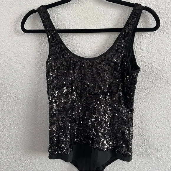 Generation Love Black Sequin Sleeveless Bodysuit Small - Picture 4 of 10